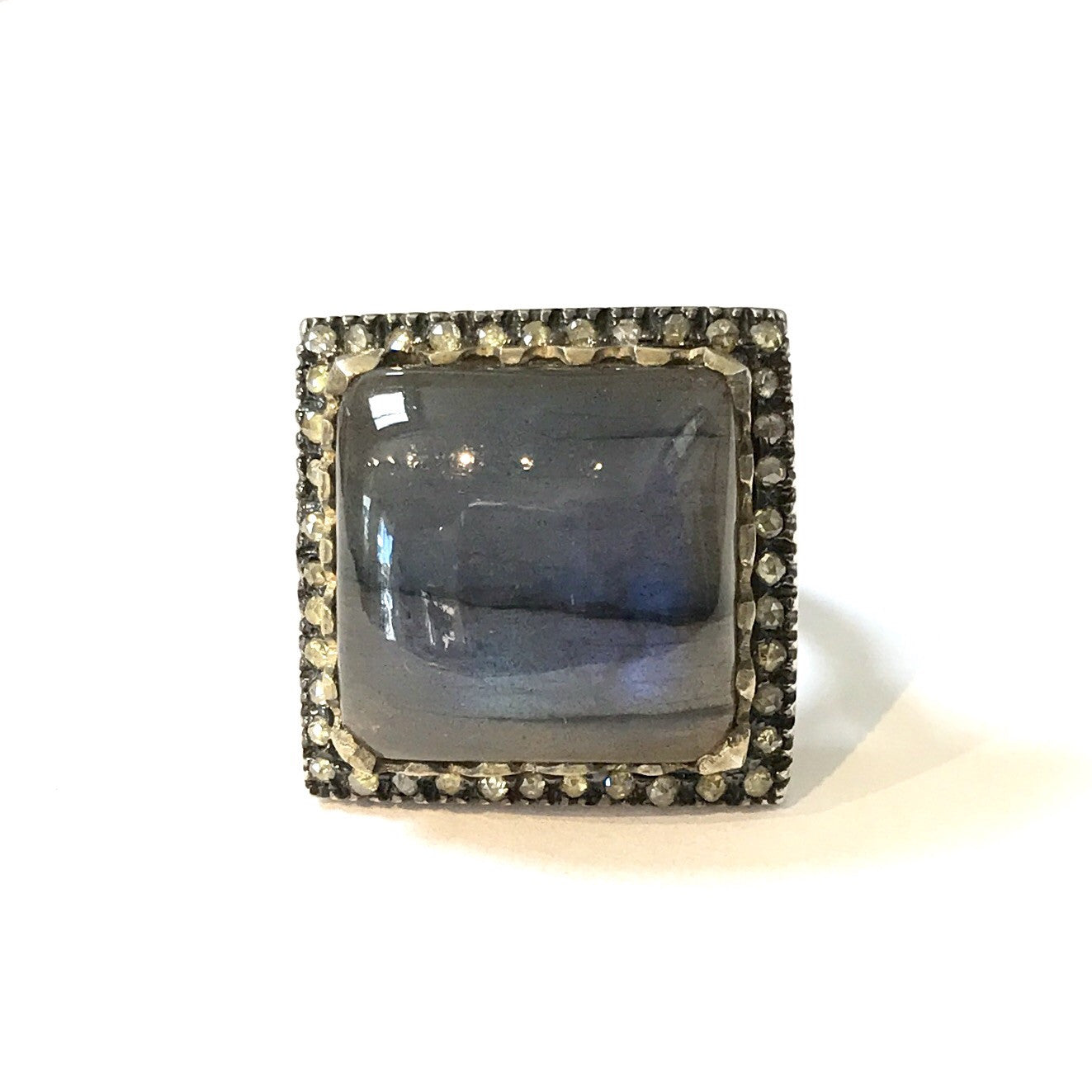 Labradorite and Diamond Ring