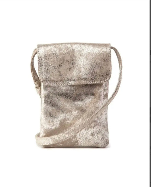 Platinum leather small crossbody bag
